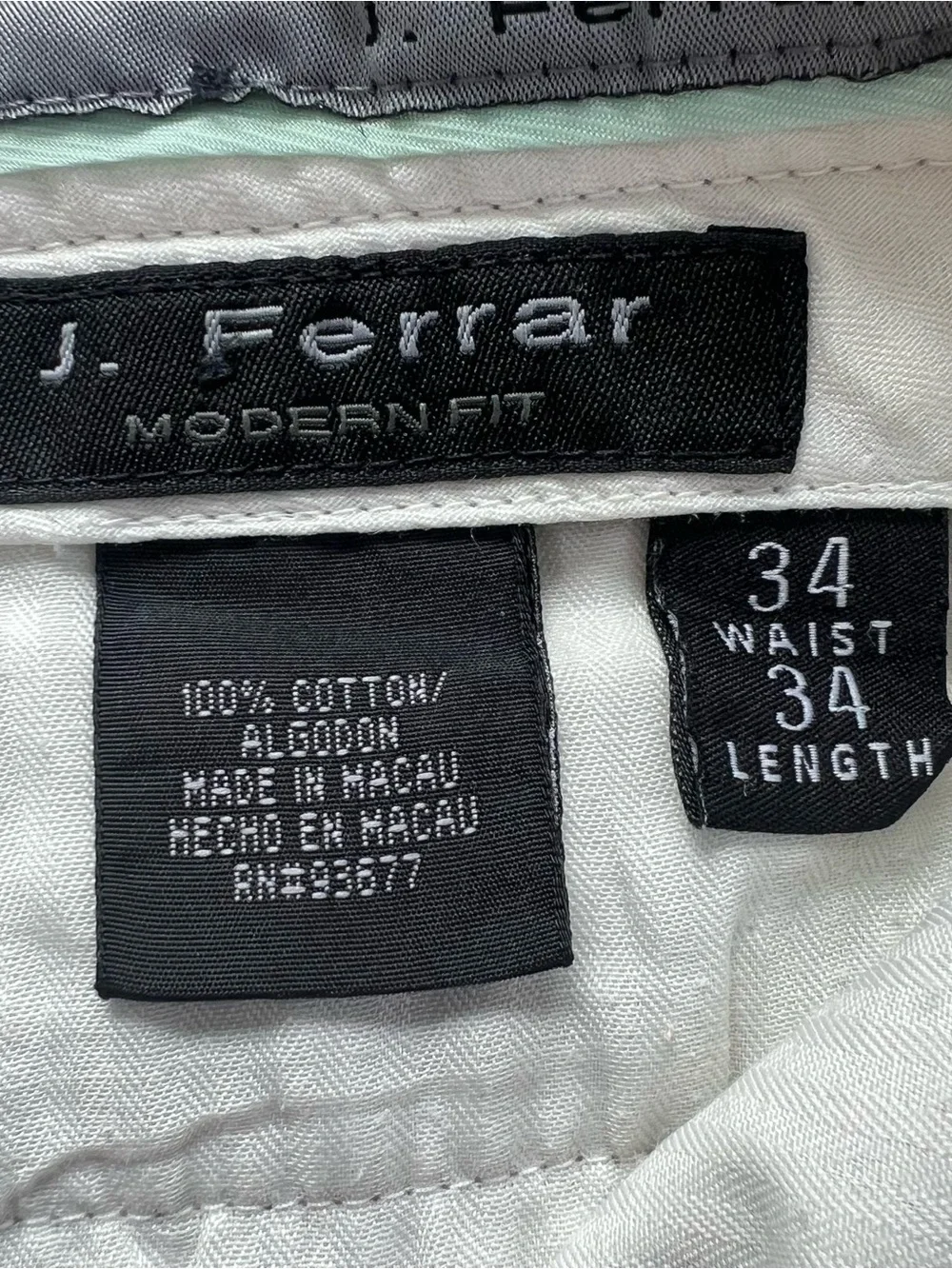 J Ferrar Modern Fit Beige Textured Cotton Dress Pants Size 34